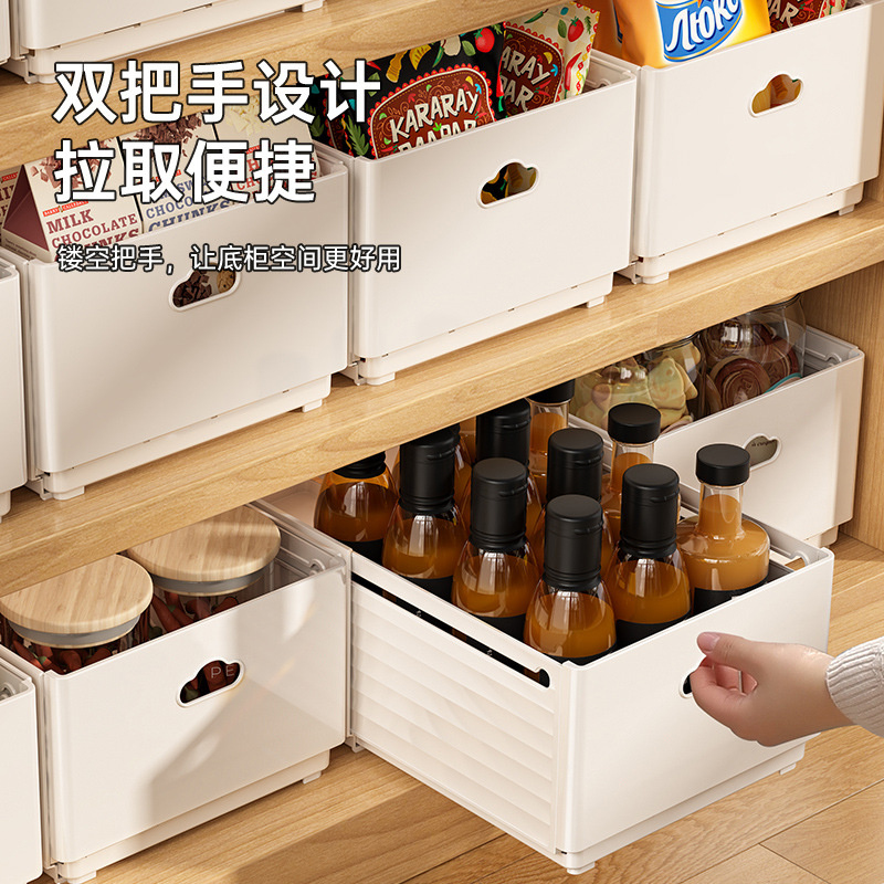 Food Storage Cabinet For Kitchen - กล่องจัดระเบียบลิ้นชักแบบยืดหดได้ ปรับความยาวได้ กล่องเก็บของในตู้ วางซ้อนกันได้ กล่องจัดระเบียบในครัว กล่องเก็บของสำหรับใช้ในบ้าน