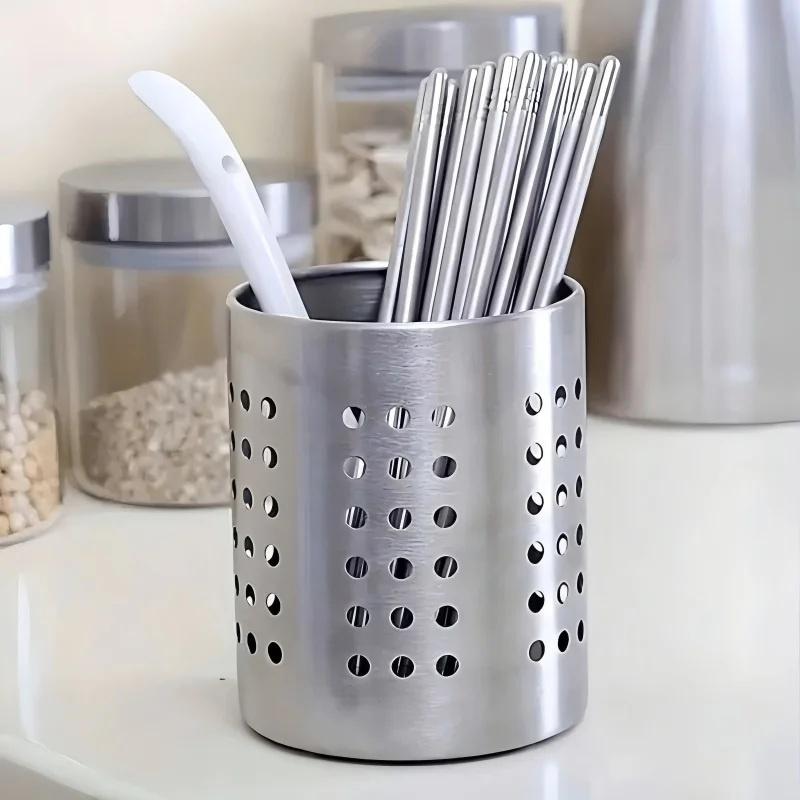Food Storage Cabinet For Kitchen - # กล่องเก็บอุปกรณ์ครัวทรงกระบอกสแตนเลสใหม่ ที่ใส่ช้อนส้อม ตะเกียบ สำหรับใช้ในบ้าน ห้องครัว