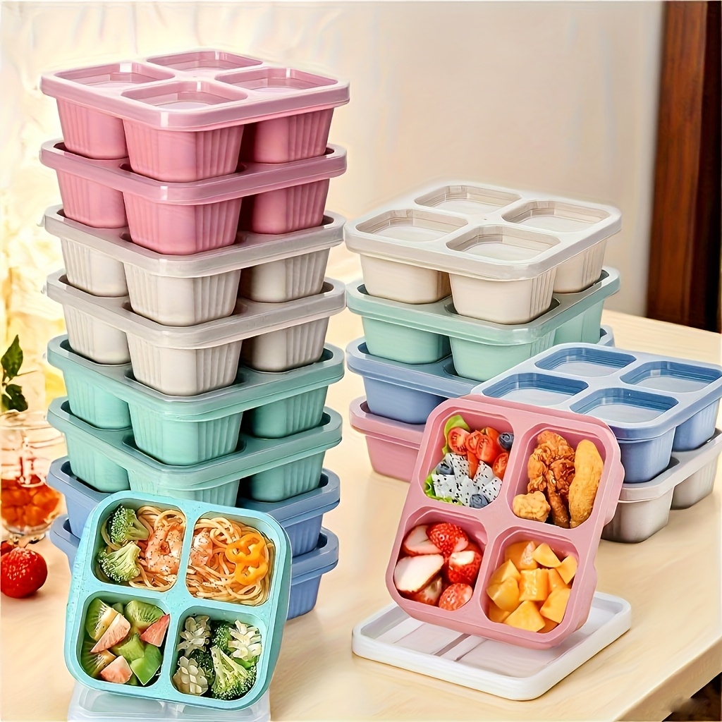 Food Storage And Preparation - ชุดกล่องอาหารกลางวันพร้อมฝาปิด SGIAWETA-2 ชิ้น, กล่องเก็บอาหาร 4 ช่อง