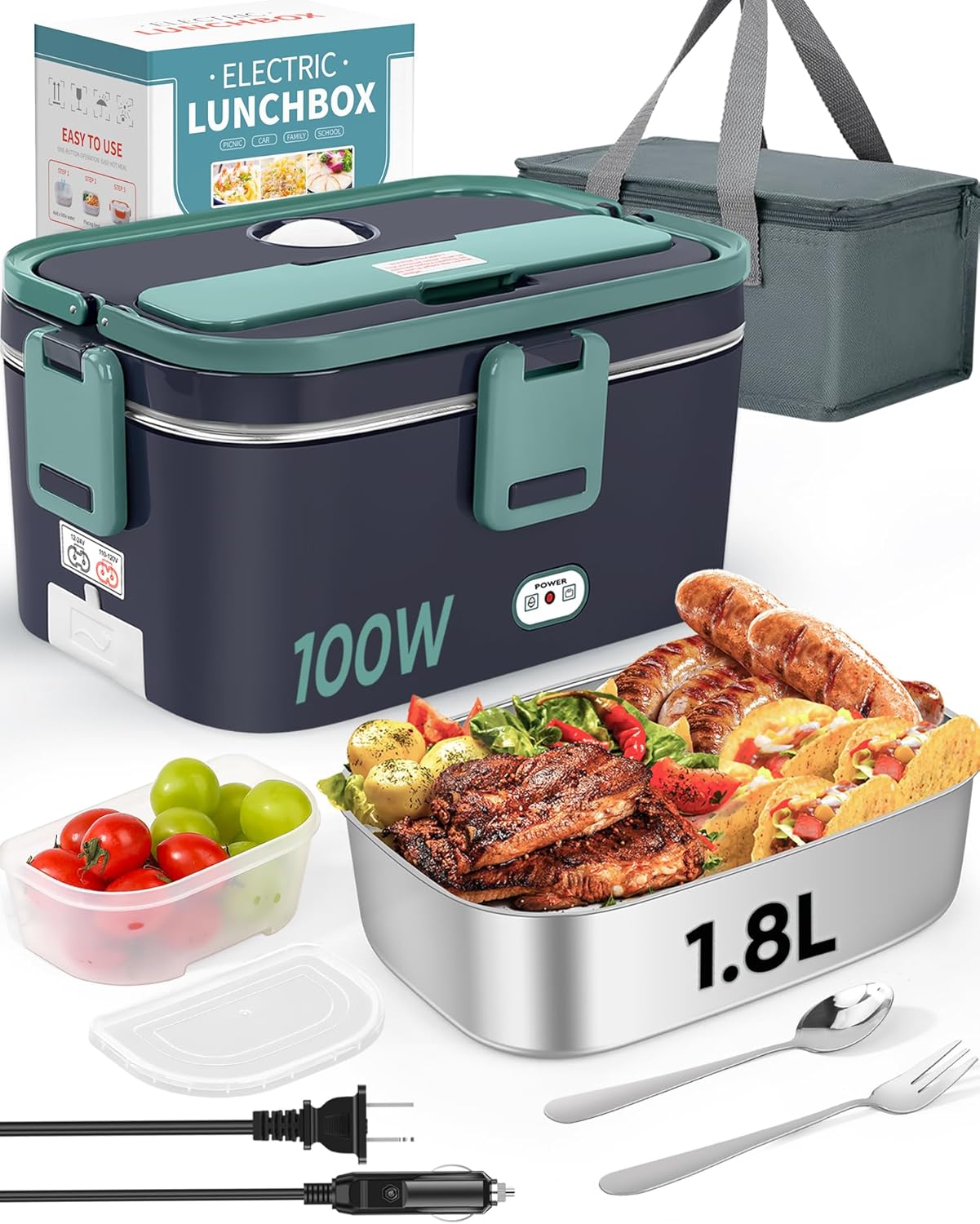 Food Storage Box Stainless Steel - กล่องข้าวไฟฟ้าแบบไม่ใช้น้ำร้อน ปี 2025 รุ่นใหม่ กล่องข้าวสแตนเลสแบบแบ่งช่องสำหรับใช้ในบ้าน พร้อมปลั๊กเสียบ