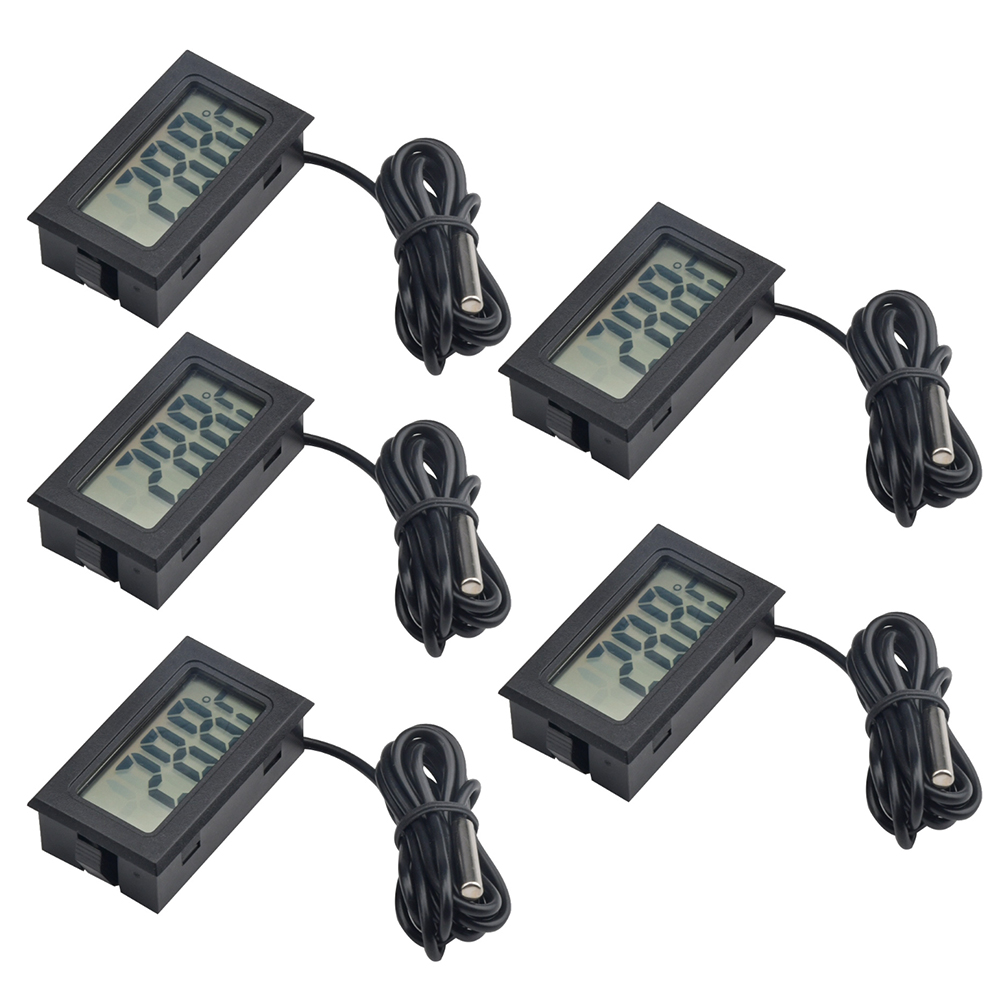 Food Storage The Range - 5 ชิ้น/ชุด FY-10 เทอร์โมมิเตอร์ดิจิตอลสำหรับตู้เย็น พร้อมหน้าจอ LCD