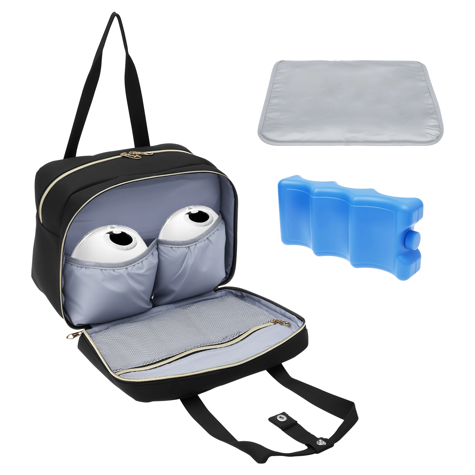 Food Storage For Baby - กระเป๋าเก็บน้ำนมแม่พร้อมแผ่นน้ำแข็งและแผ่นกันน้ำ กระเป๋าเก็บความเย็นน้ำนมแม่แบบพกพา ใช้งานได้แบบแฮนด์ฟรี