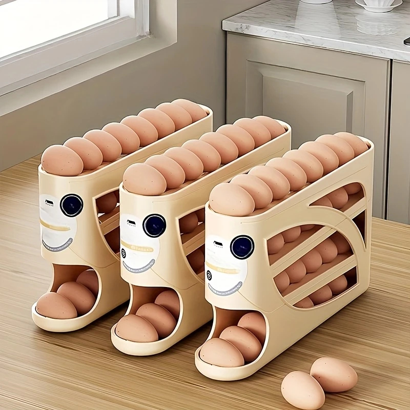 Food Storage Cabinet For Kitchen - กล่องเก็บไข่แบบม้วนได้ 2-4 ชั้น สำหรับตู้เย็น จุไข่ได้ 24