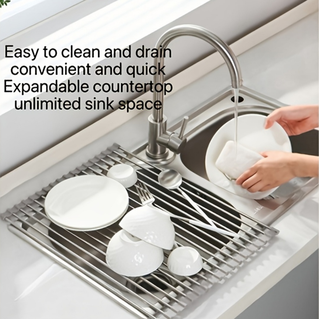 Food Storage Rack For Kitchen - ชั้นวางจานแบบพับได้ 1 ชิ้น สำหรับวางอ่างล้างจาน ชาม จาน