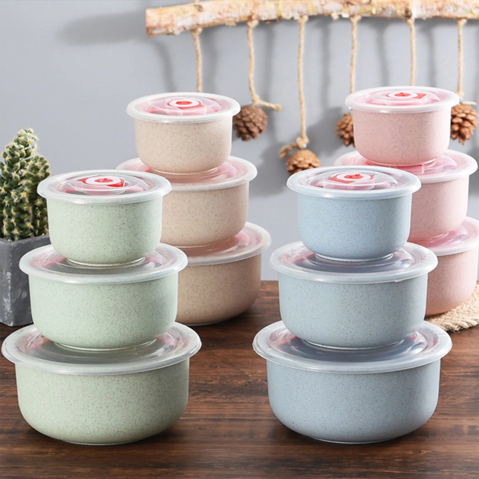 Food Storage And Preparation - กล่องเก็บอาหาร 3 ใบ, กล่องข้าวมีฝาปิด, กล่องเก็บอาหารสำหรับเข้าไมโครเวฟสำหรับทำอาหาร, การเตรียมอาหาร,