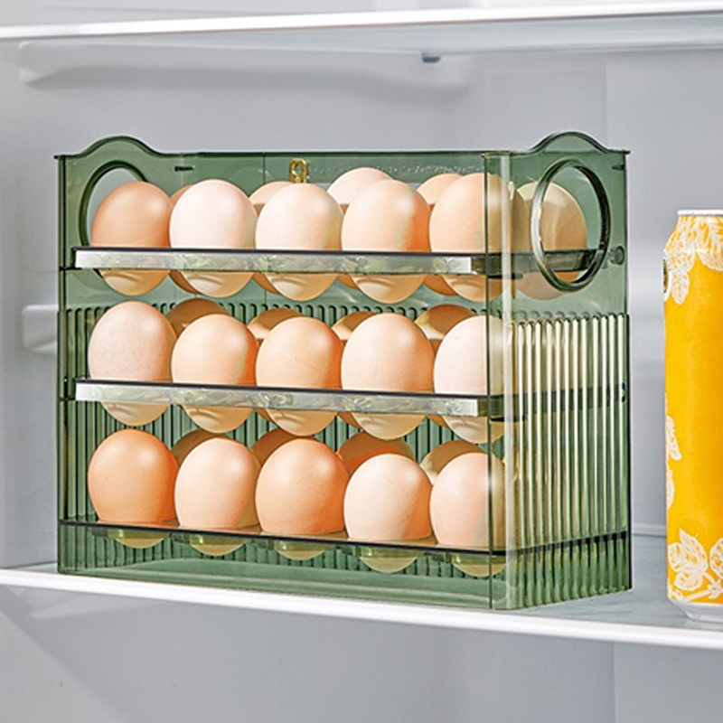 Food Storage Rack For Kitchen - กล่องเก็บไข่ 1 ชิ้น สำหรับประตูด้านข้างตู้เย็น ชั้นวางของในครัว ถาดเก็บไข่แบบพลิกกลับได้