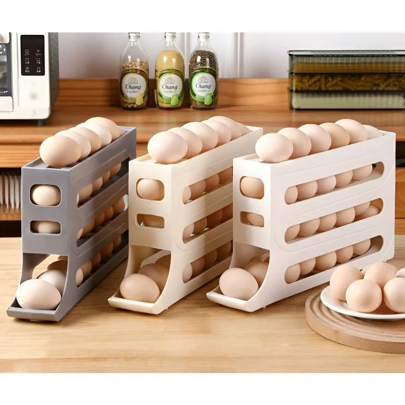 Food Storage Cabinet For Kitchen - กล่องเก็บไข่ในตู้เย็นแบบมีล้อ ชั้นวางไข่แบบมีล้อสำหรับครัว กล่องเก็บไข่ในตู้เย็นขนาดใหญ่สำหรับใช้ในบ้าน
