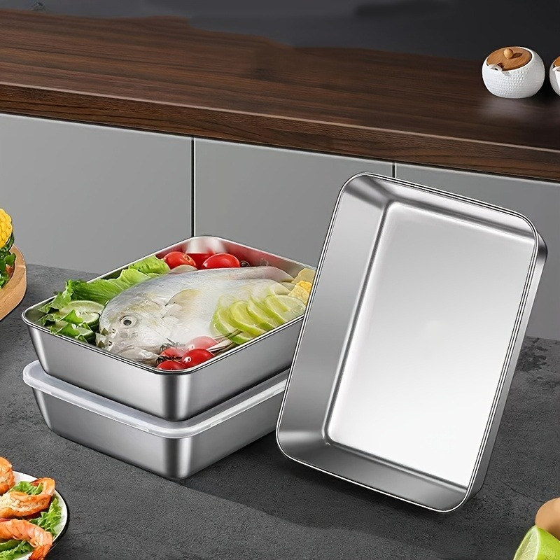 3/6 ชิ้น กล่องเก็บอาหารสแตนเลส - Food Storage Box Stainless Steel บทวิจารณ์และราคา