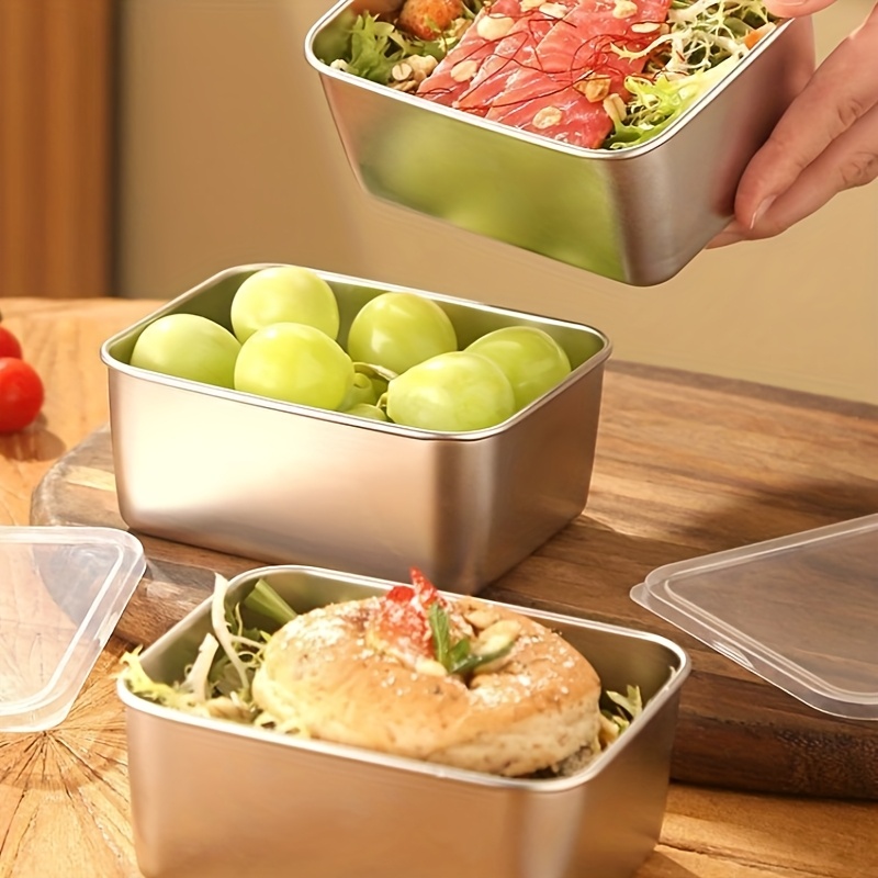 3/6 ชิ้น กล่องเก็บอาหารสแตนเลส - Food Storage Box Stainless Steel บทวิจารณ์และราคา