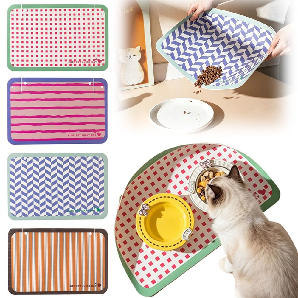 แผ่นรองอาหารสัตว์เลี้ยงหนัง PU - Food Storage With Scoop บทวิจารณ์และราคา