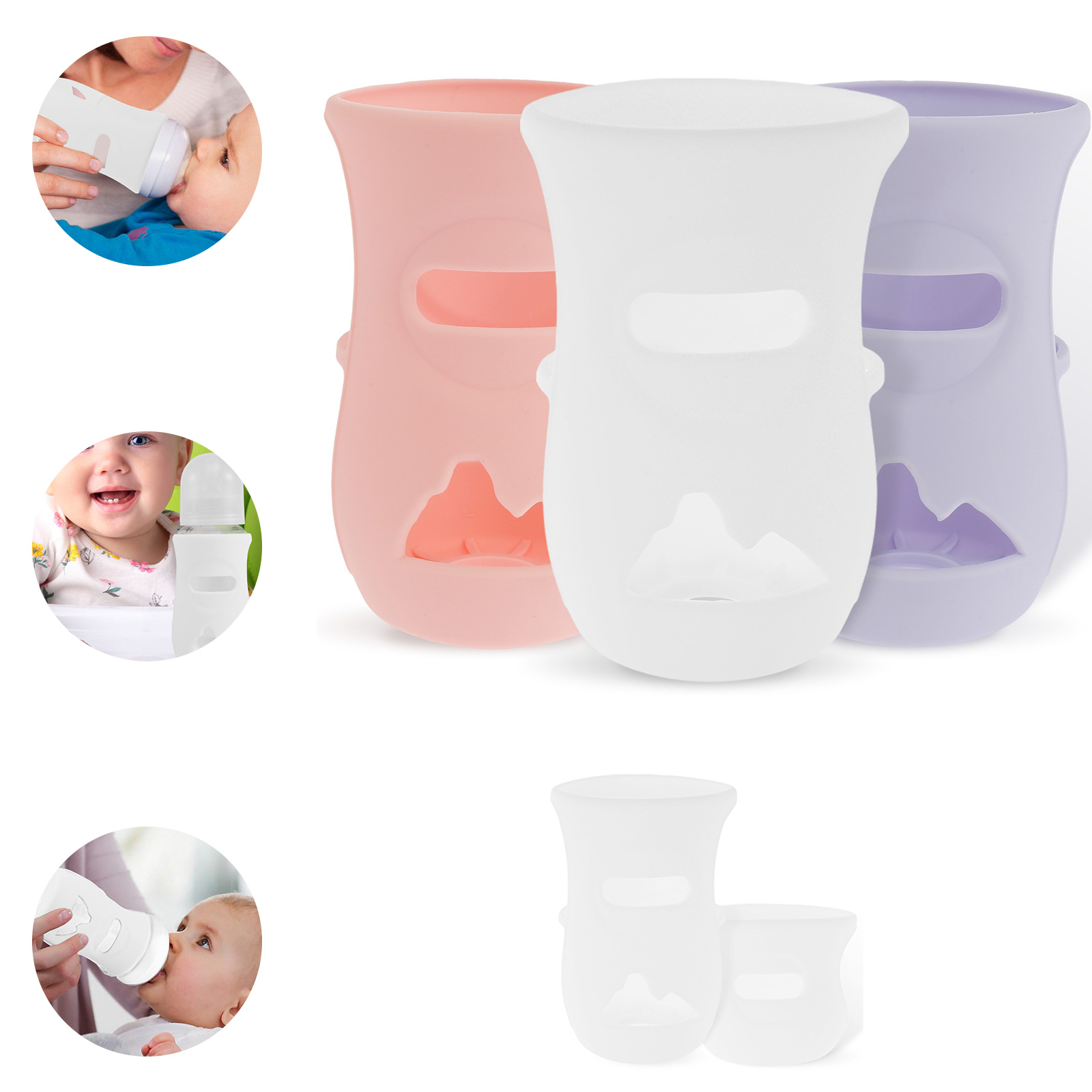 แขนซิลิโคนซิลิโคนเด็กขวดแก้วฉน - Food Storage For Baby บทวิจารณ์และราคา