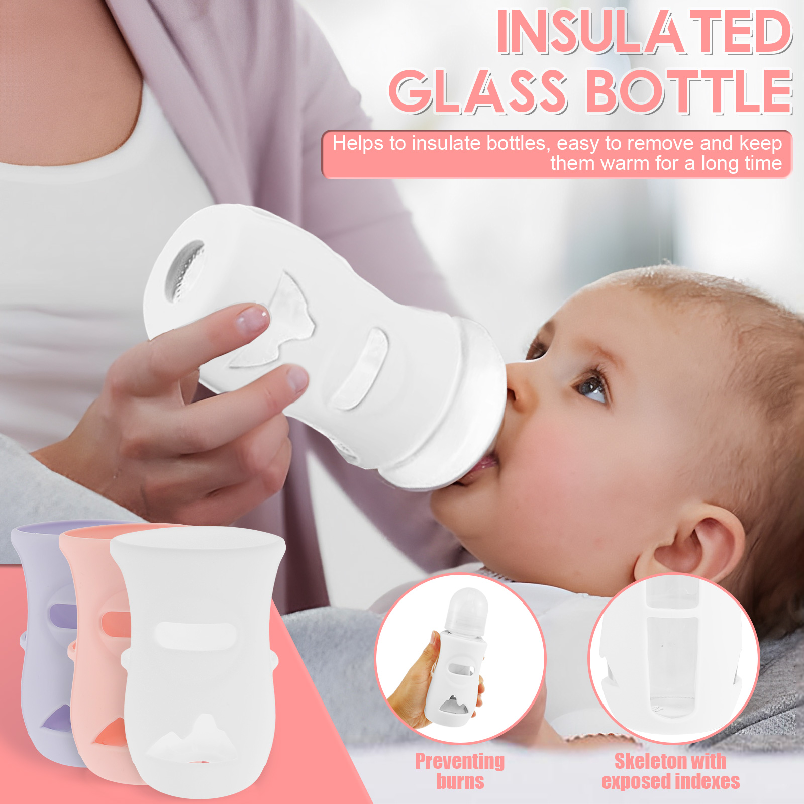 แขนซิลิโคนซิลิโคนเด็กขวดแก้วฉน - Food Storage For Baby บทวิจารณ์และราคา