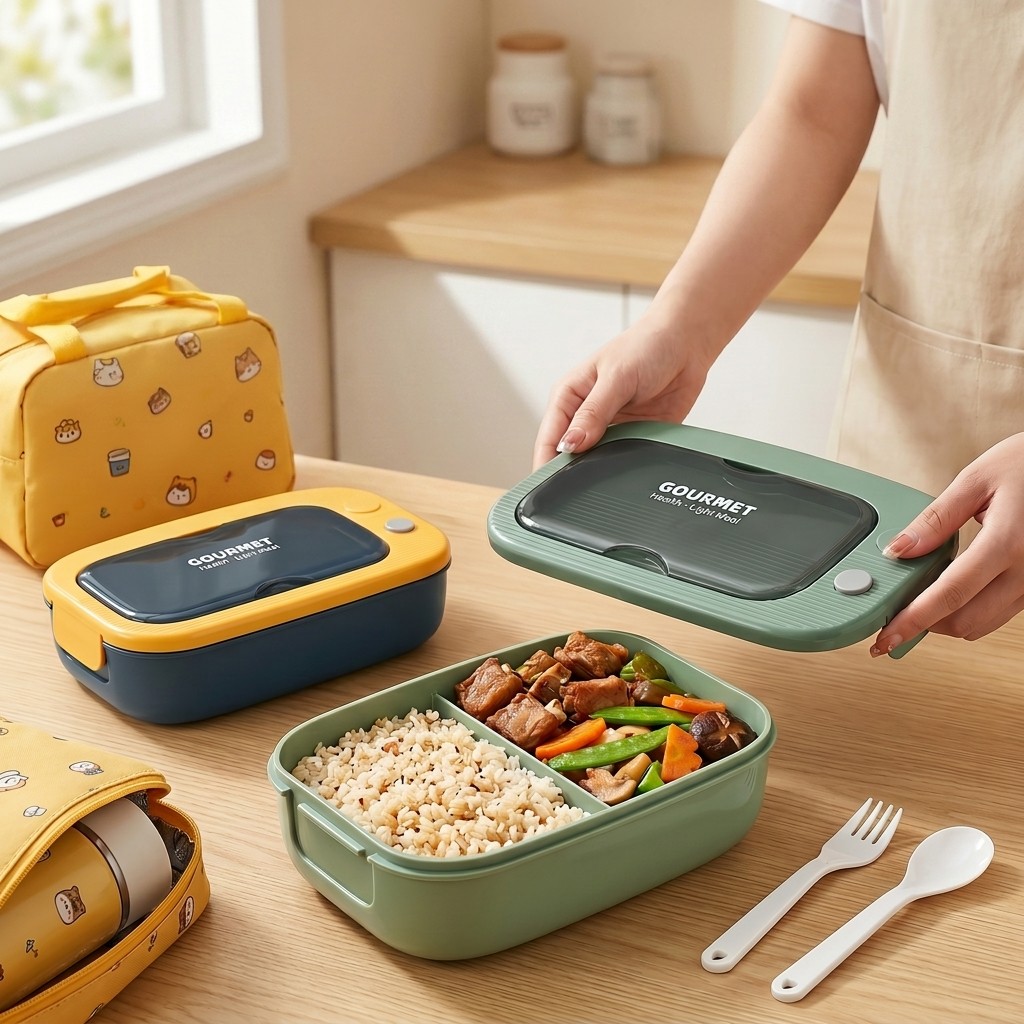 กล่องเบนโตพลาสติกสำหรับไมโครเว - Food Storage With Scoop บทวิจารณ์และราคา