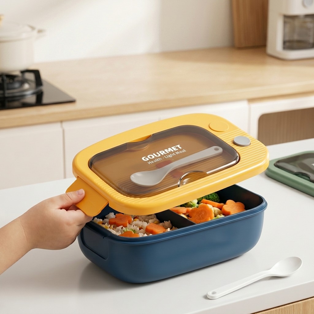 กล่องเบนโตพลาสติกสำหรับไมโครเว - Food Storage With Scoop บทวิจารณ์และราคา