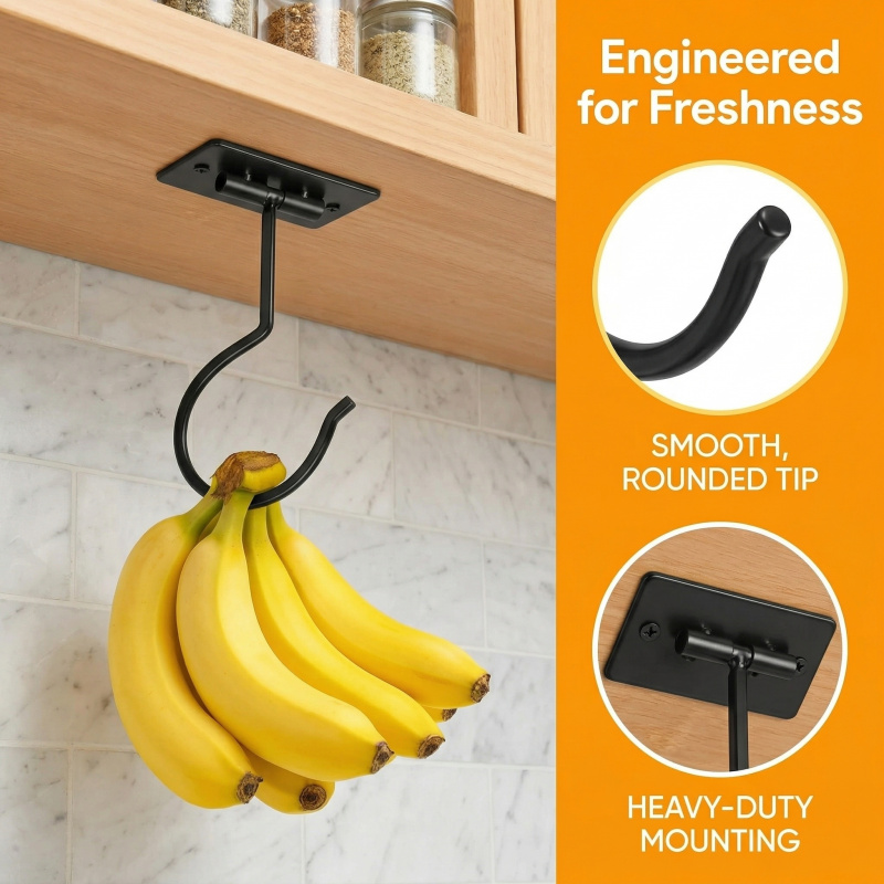 ตะขอแขวนกล้วยแบบติดผนังโลหะสีด - Food Storage Rack For Kitchen บทวิจารณ์และราคา