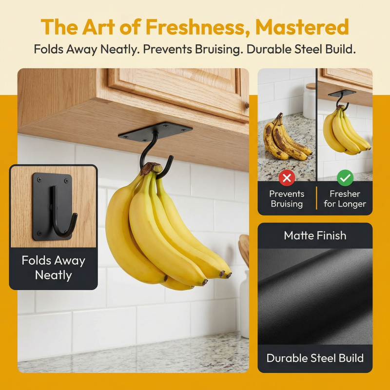 ตะขอแขวนกล้วยแบบติดผนังโลหะสีด - Food Storage Rack For Kitchen บทวิจารณ์และราคา