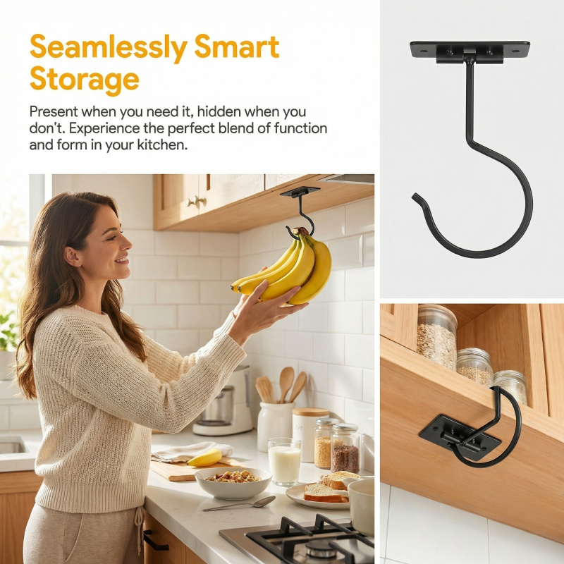 ตะขอแขวนกล้วยแบบติดผนังโลหะสีด - Food Storage Rack For Kitchen บทวิจารณ์และราคา