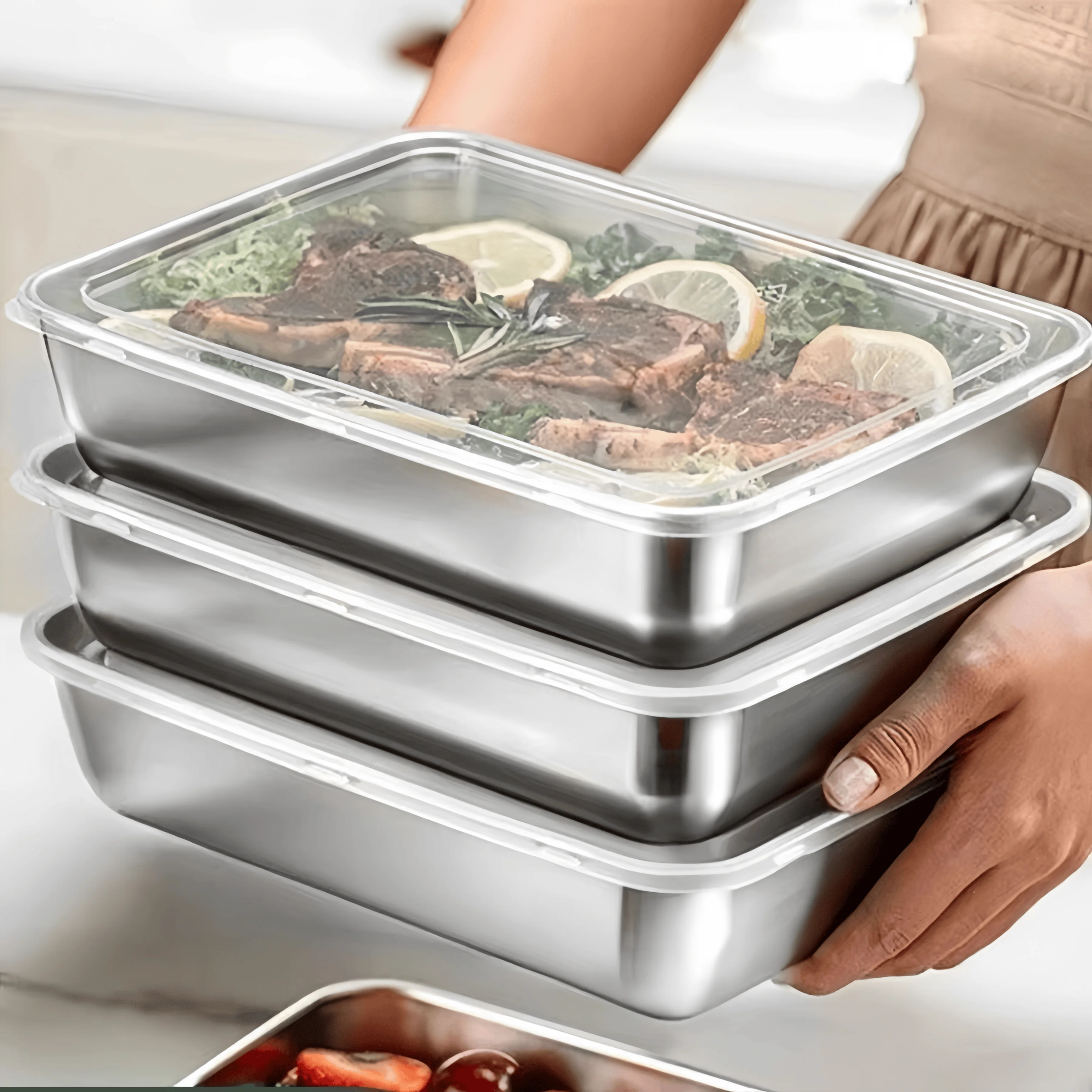 กล่องอาหารกลางวันสแตนเลสแบบปิด - Food Storage Box Stainless Steel บทวิจารณ์และราคา